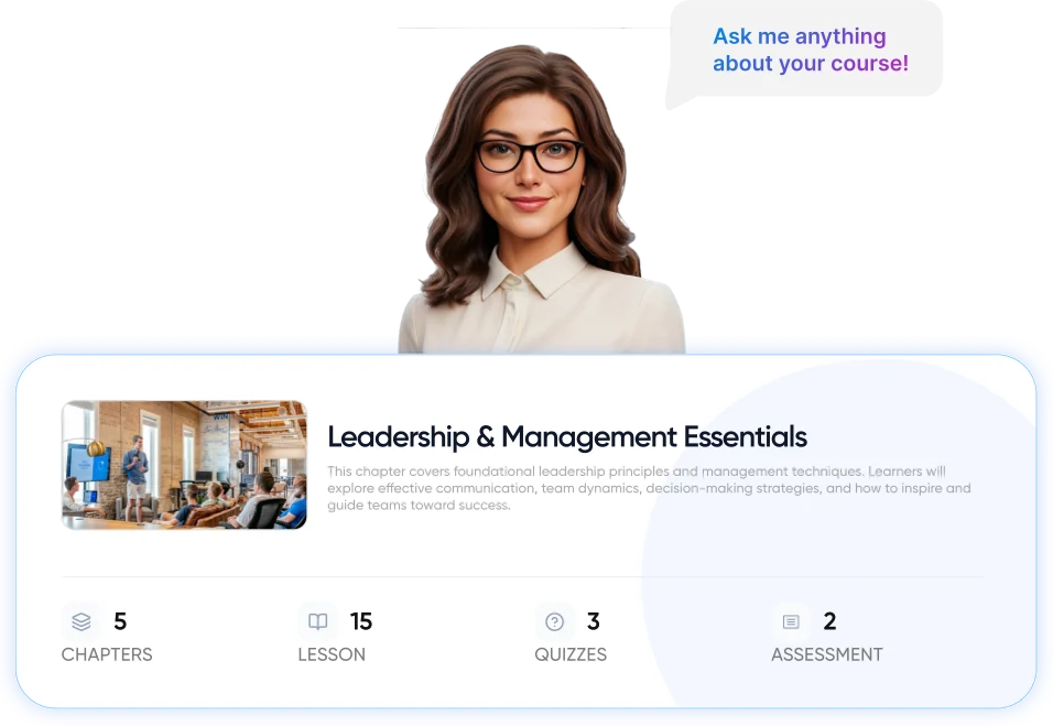 A finished course delivered with the Vocaliv AI Coach ready to answer learner questions